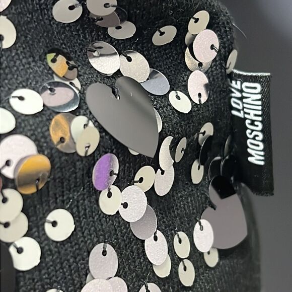 Love moschino Pailette Heart & Sequin Embellished One Shoulder Jumper Sweater - Picture 8 of 10